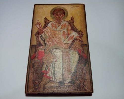 Икона Спиридона Тримифунтского ручной работы